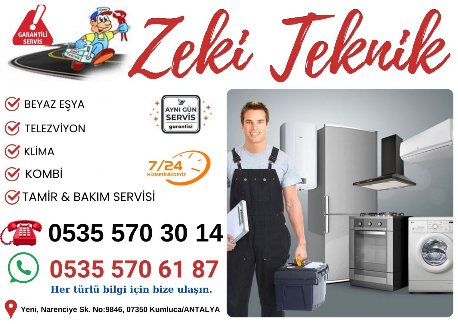 Kumluca Beyaz Eşya Servisi